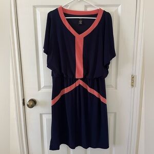 J.B.S. Navy and Coral Maxi Dress